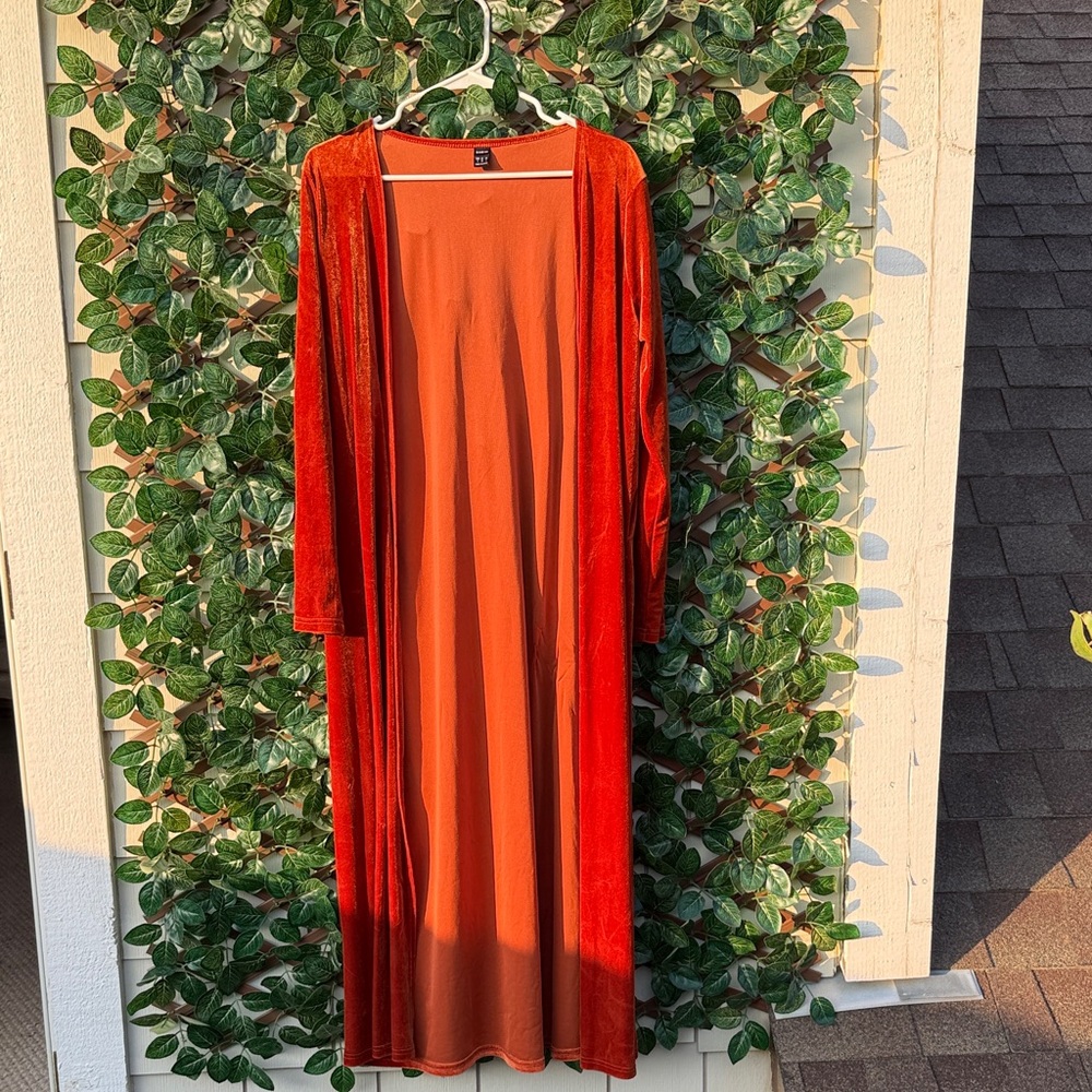 SHEIN Fiery Orange Long Sleeve Dress